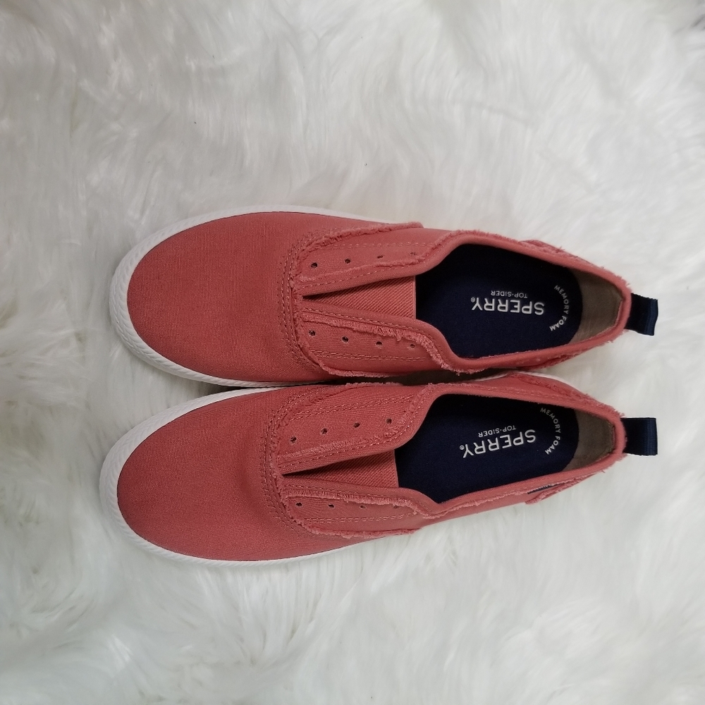 NWOT Sperry slip on shoes salmon color